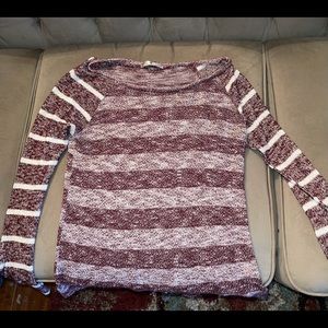 Small brown and white striped long sleeve blouse